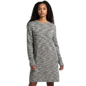 Lou & Grey Long Sleeve Marled Black & White Sweater Dress/Tunic size Large
